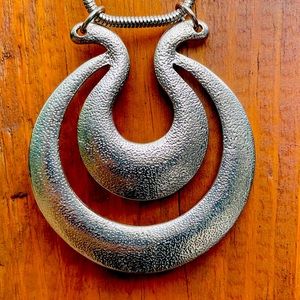 Silver tone tribal necklace